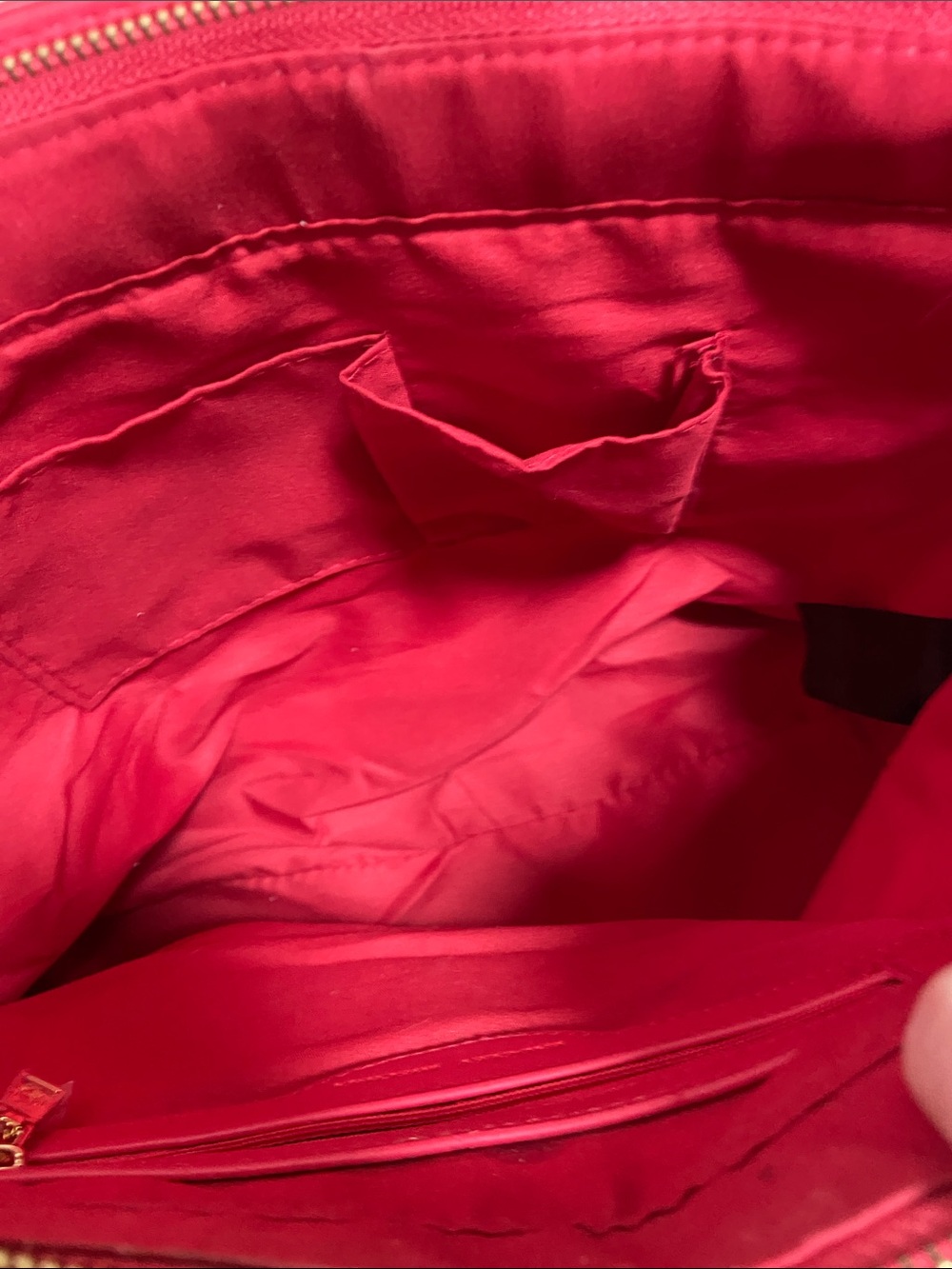 Badgley Mischka Quilted Red Tote with Gold Chain Charm Accents - Picture 8 of 10